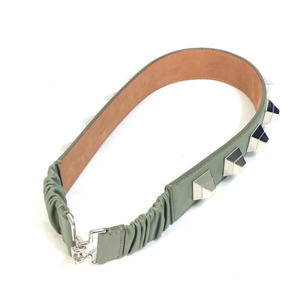 FENDI Studded Waist Belt in Khaki Leather for Women - Picture 1 of 14
